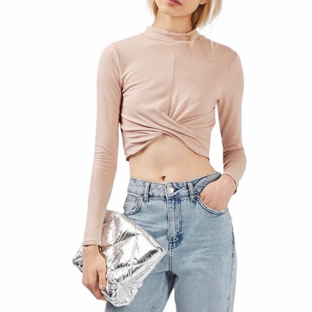 topshop mauve pink twist long sleeve